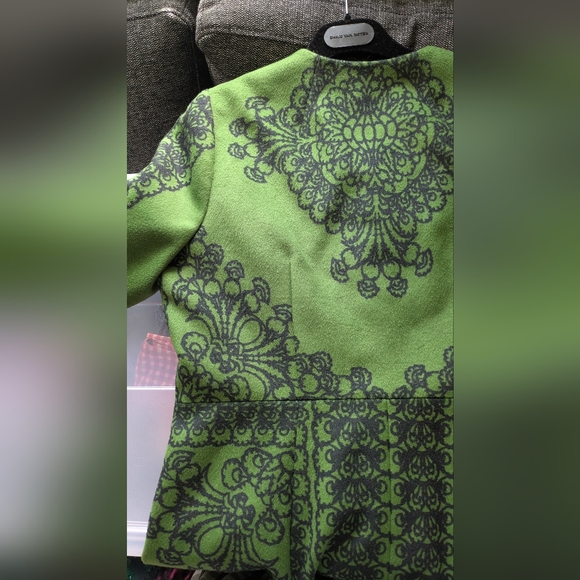 Tracy Reese Green and Black Patterned Coat - Picture 10 of 15